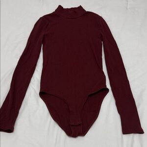 Burgundy Long-Sleeve Turtleneck Bodysuit